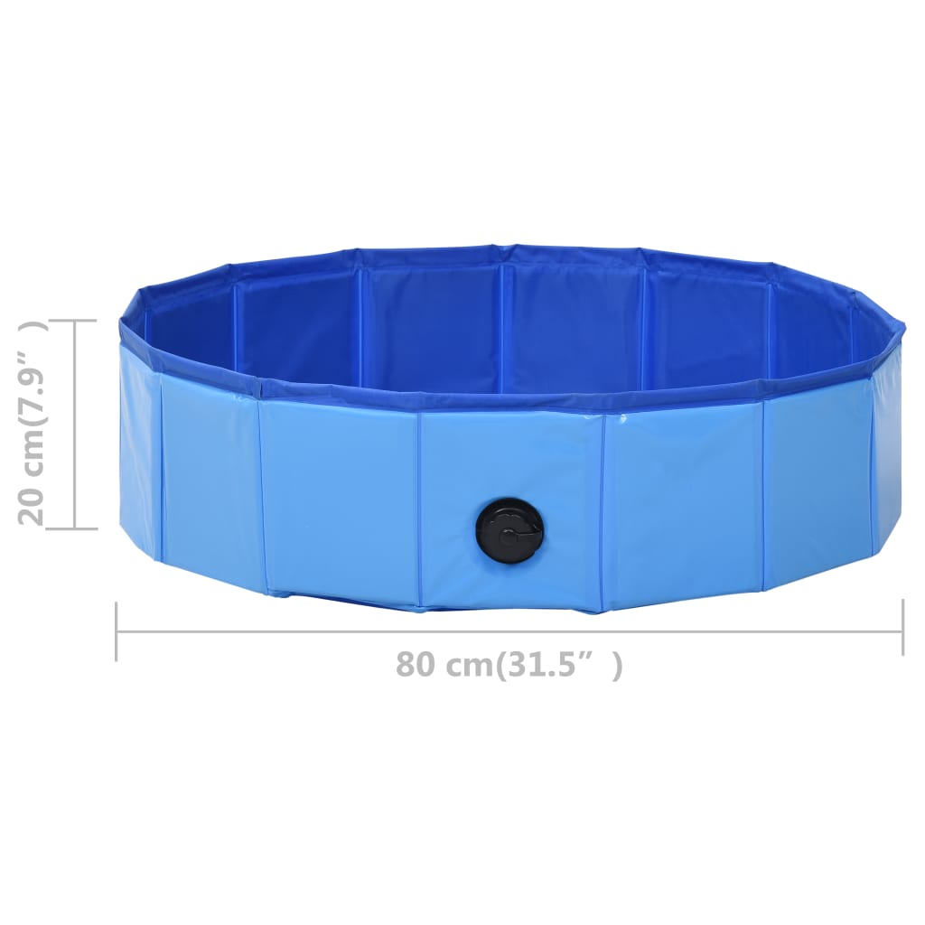 Piscina para cães dobrável 80x20 cm PVC azul