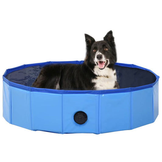 Piscina para cães dobrável 80x20 cm PVC azul