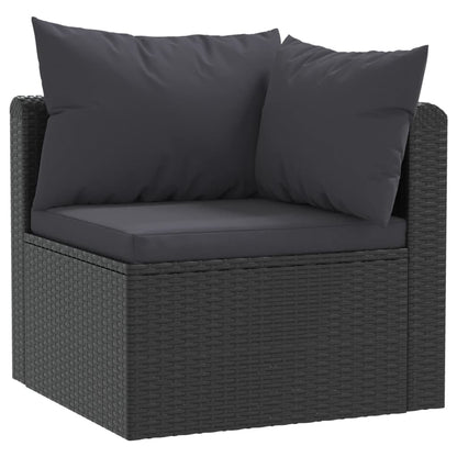 Conjunto lounge de jardim c/ almofadões 7 pcs vime PE preto