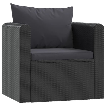 Conjunto lounge de jardim c/ almofadões 7 pcs vime PE preto