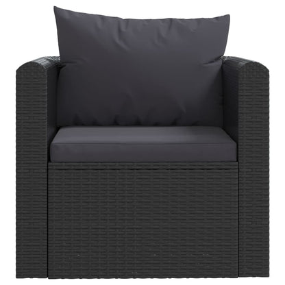 Conjunto lounge de jardim c/ almofadões 7 pcs vime PE preto