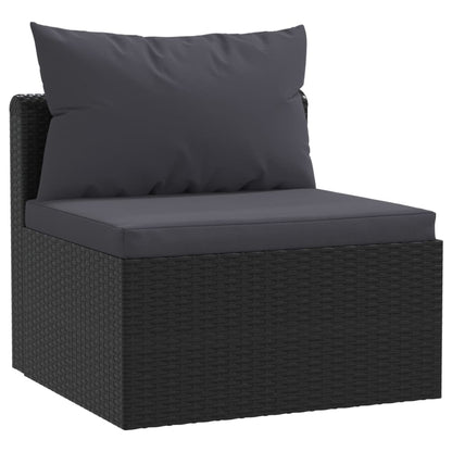 Conjunto lounge de jardim c/ almofadões 7 pcs vime PE preto