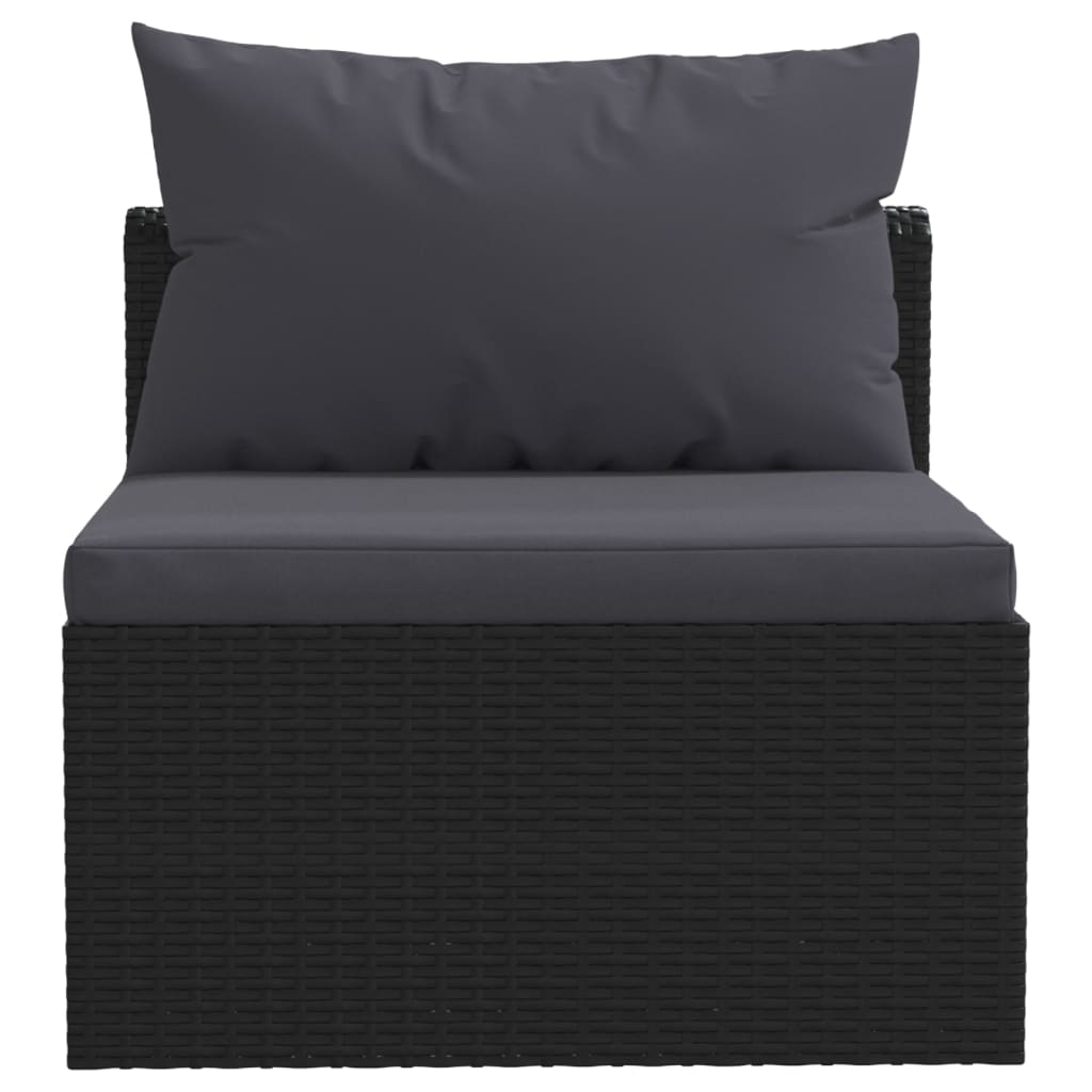 Conjunto lounge de jardim c/ almofadões 7 pcs vime PE preto