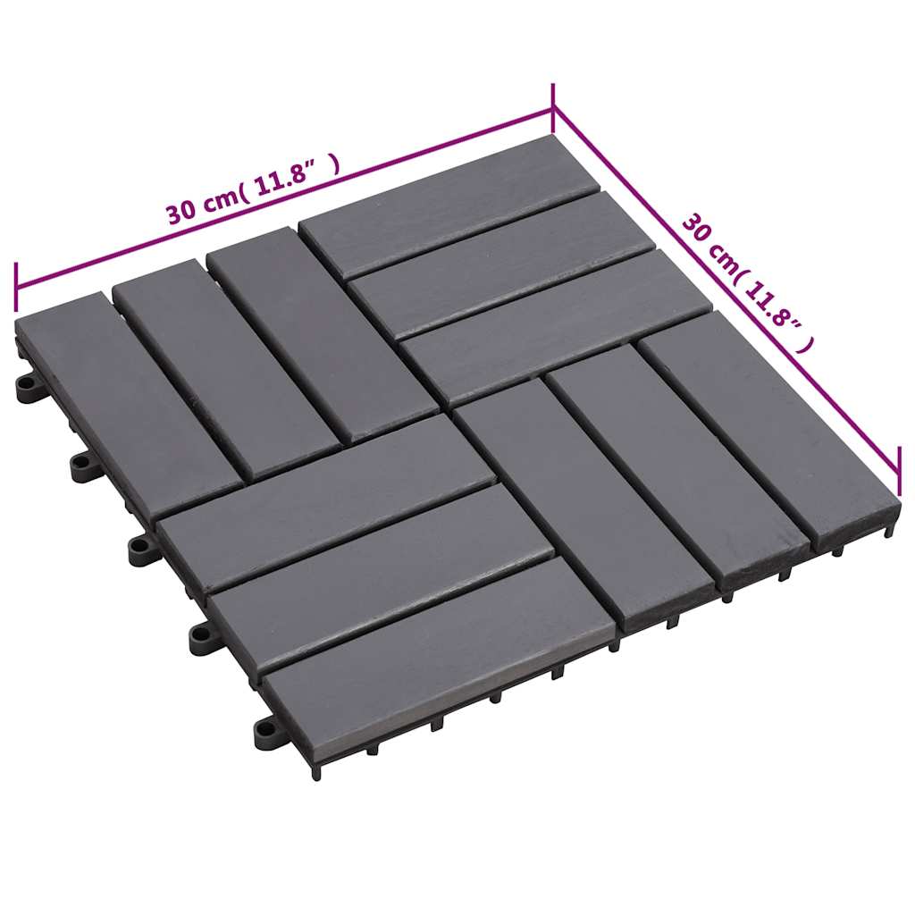 Ladrilhos de terraço 10 pcs 30x30 cm acácia maciça cinzento