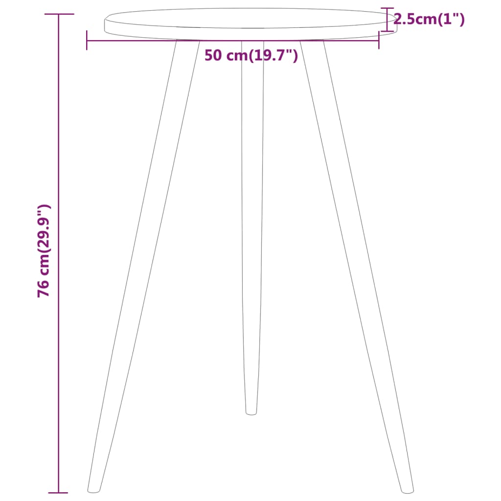 Mesa bistrô Ø50x76 cm MDF e ferro castanho-escuro