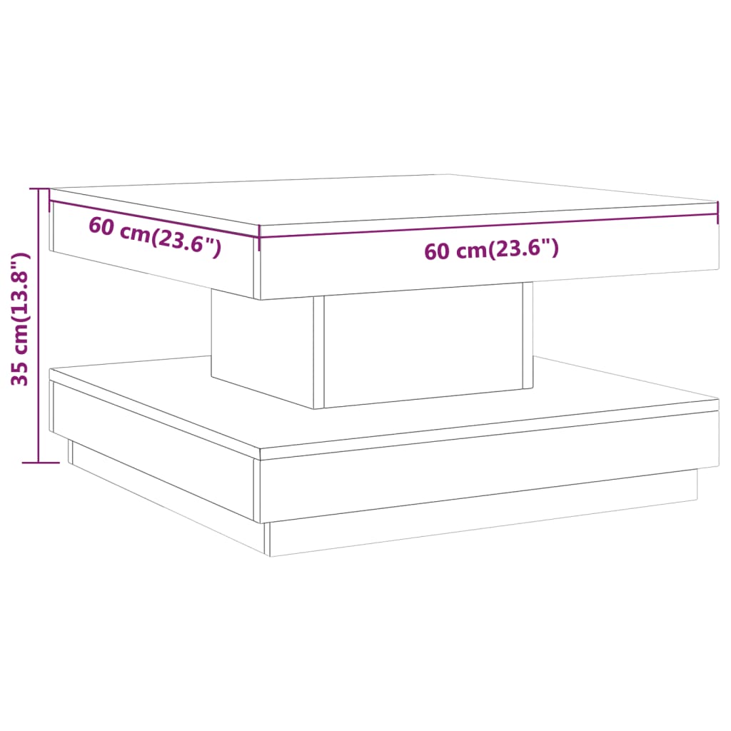 Mesa de centro 60x60x35 cm MDF castanho-claro