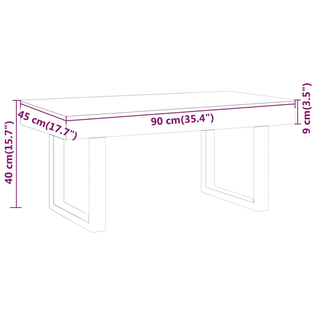 Mesa de centro 90x45x40 cm MDF e ferro castanho-claro e preto