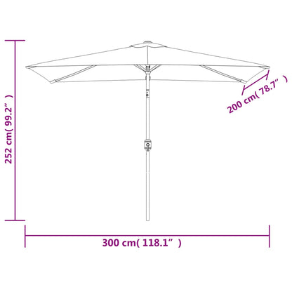 Guarda-sol exterior c/ poste metal 300x200cm preto