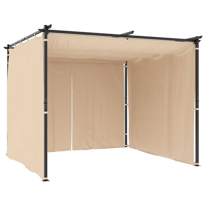 Gazebo com cortinas 3x3 m aço creme