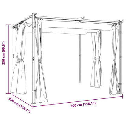 Gazebo com cortinas 3x3 m aço antracite