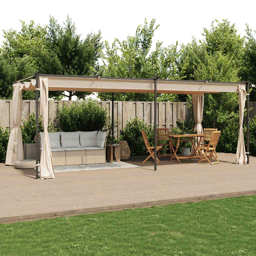 Gazebo com cortinas 3x6 m aço creme