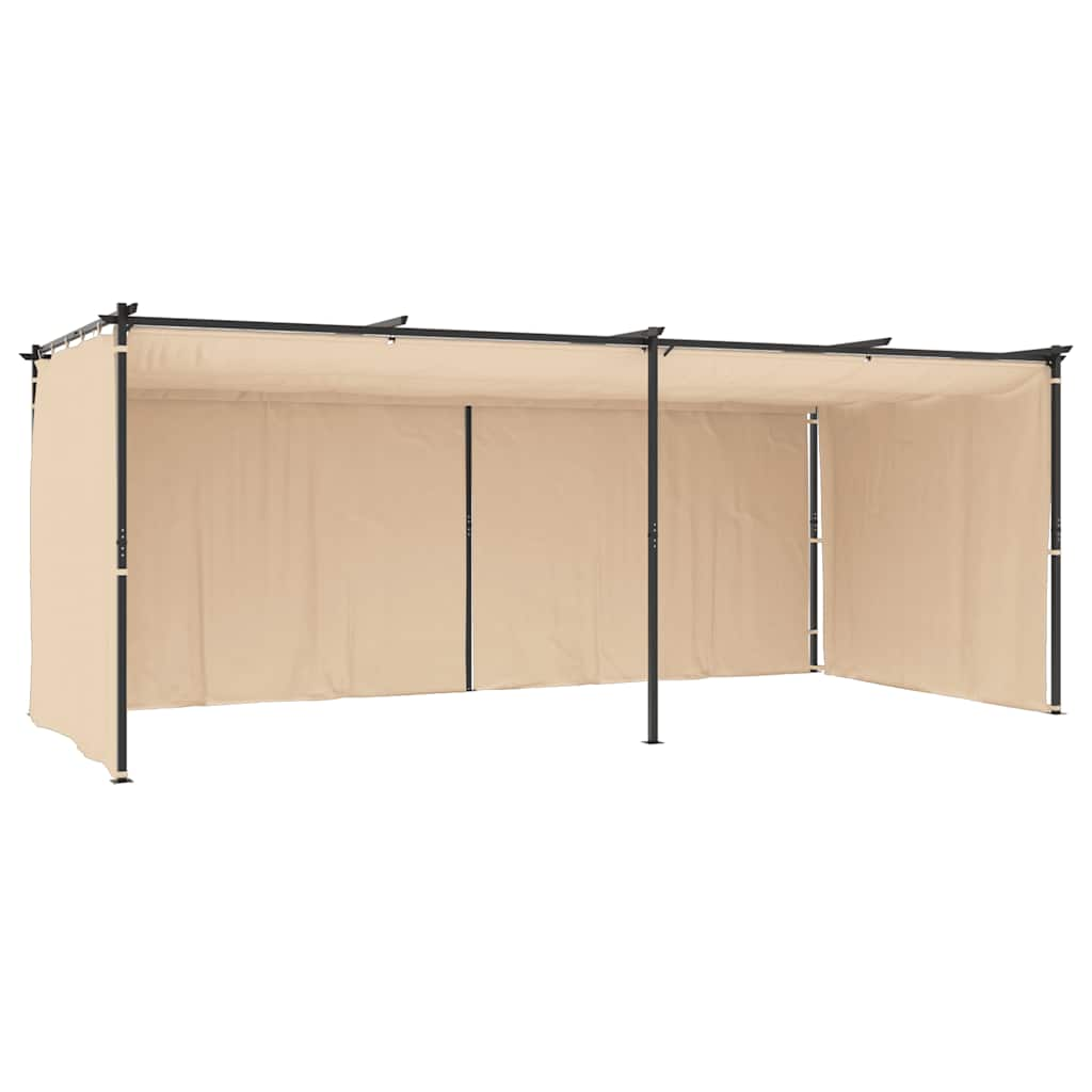 Gazebo com cortinas 3x6 m aço creme