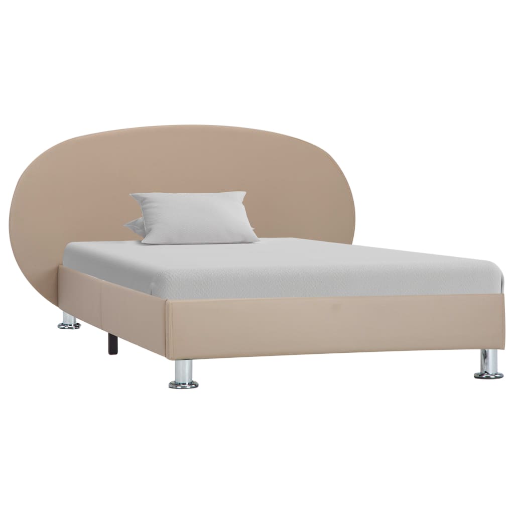 Estrutura de cama 100x200cm couro artificial cappuccino