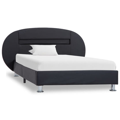 Estrutura de cama c/ LEDs 90x200 cm couro artificial preto