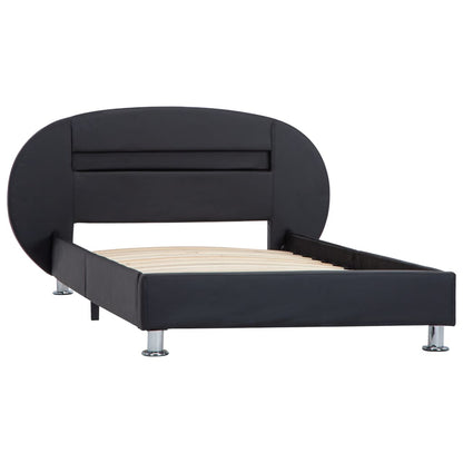 Estrutura de cama c/ LEDs 90x200 cm couro artificial preto