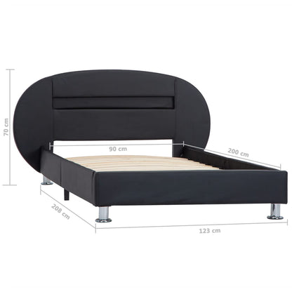 Estrutura de cama c/ LEDs 90x200 cm couro artificial preto