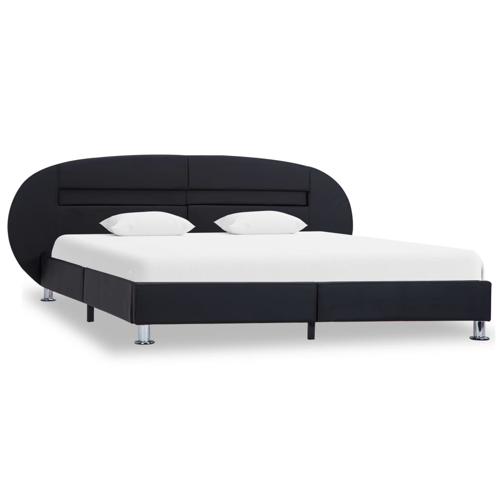 Estrutura de cama c/ LEDs 120x200 cm couro artificial preto