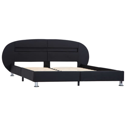 Estrutura de cama c/ LEDs 120x200 cm couro artificial preto