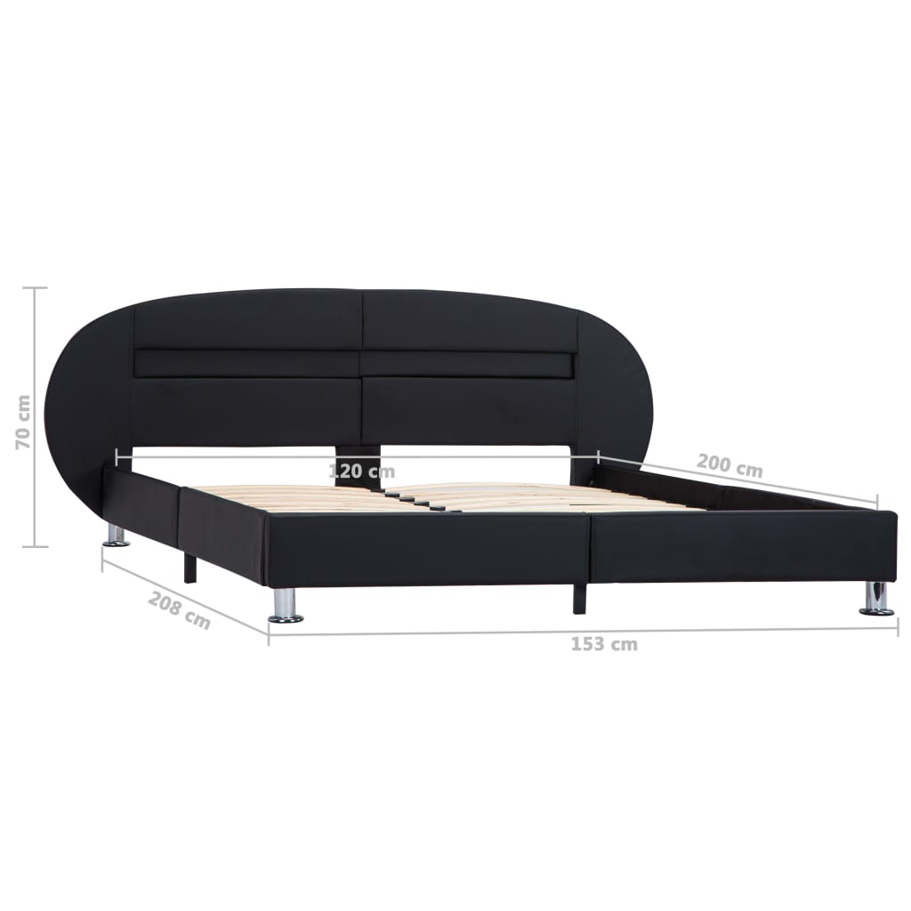 Estrutura de cama c/ LEDs 120x200 cm couro artificial preto