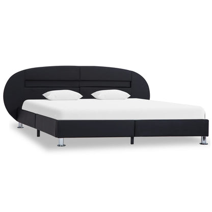 Estrutura de cama c/ LEDs 180x200 cm couro artificial preto