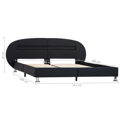 Estrutura de cama c/ LEDs 180x200 cm couro artificial preto