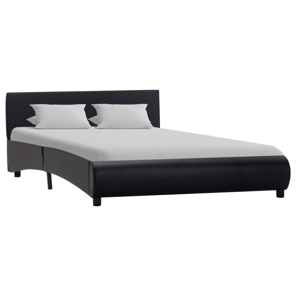 Estrutura de cama 140x200 cm couro artificial preto