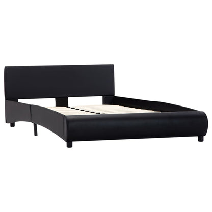 Estrutura de cama 140x200 cm couro artificial preto