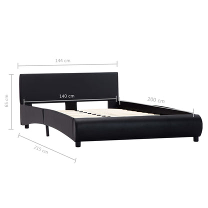 Estrutura de cama 140x200 cm couro artificial preto