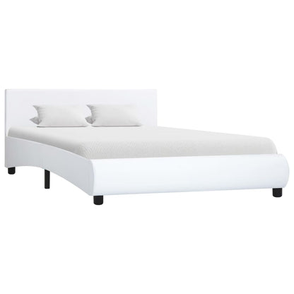 Estrutura de cama 140x200 cm couro artificial branco