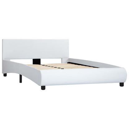 Estrutura de cama 140x200 cm couro artificial branco