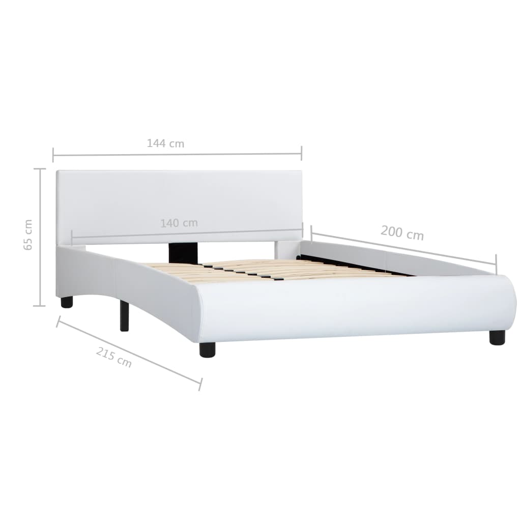 Estrutura de cama 140x200 cm couro artificial branco