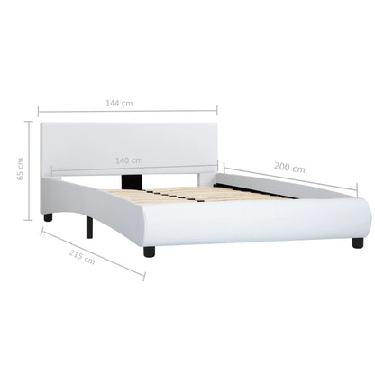 Estrutura de cama 140x200 cm couro artificial branco