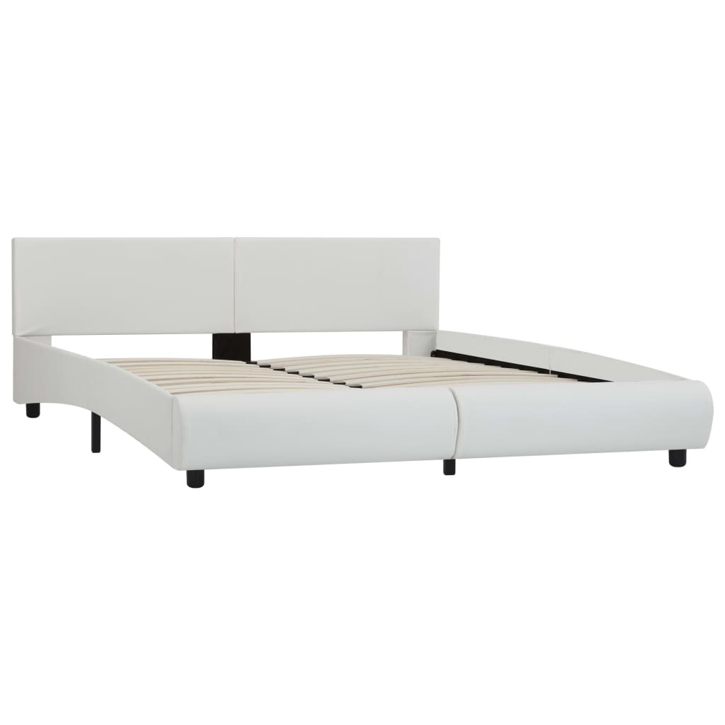 Estrutura de cama em couro artificial 180x200 cm branco