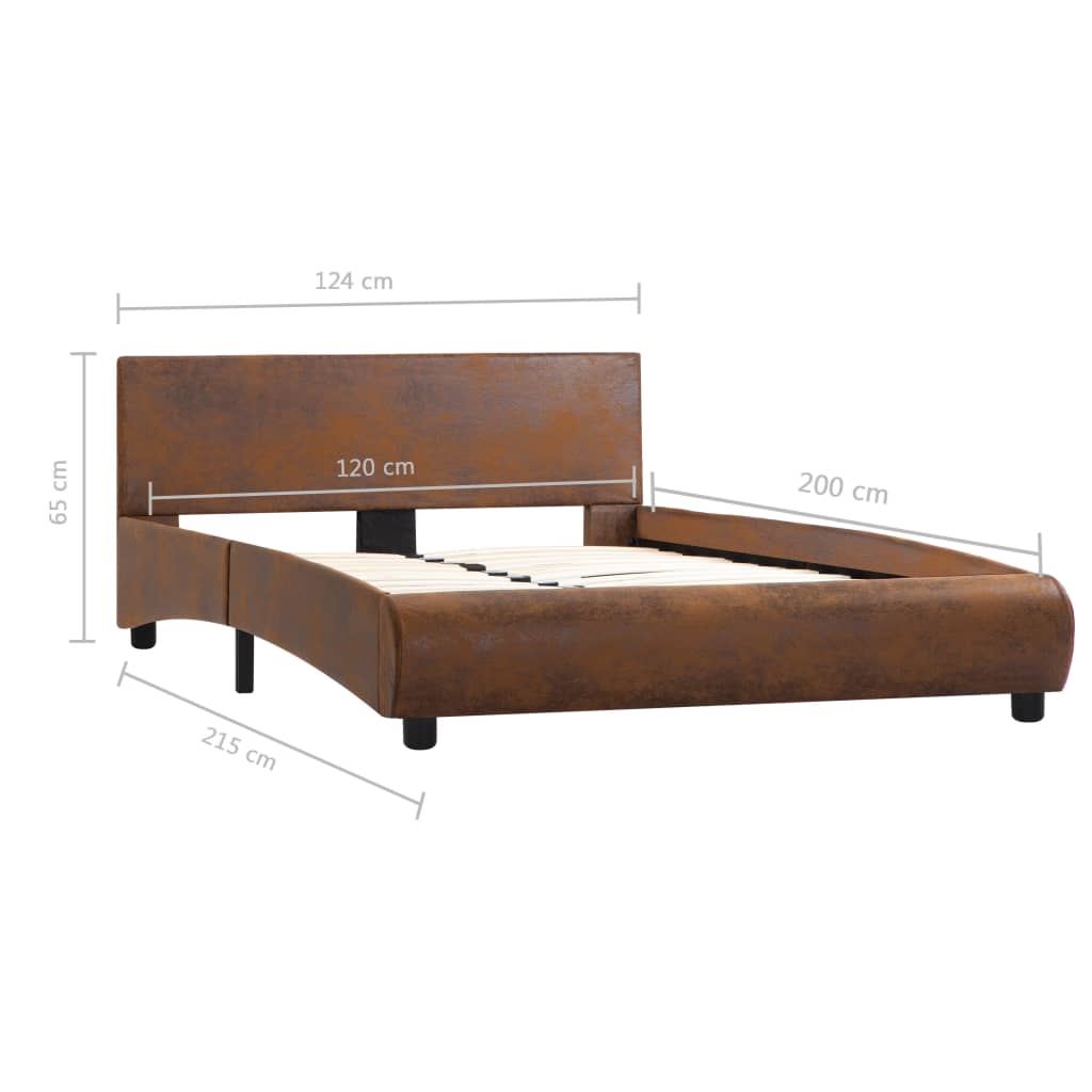 Estrutura de cama 120x200 cm couro artificial castanho