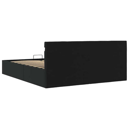 Cama hidráulica LED c/ arrumação 180x200cm couro artifi. preto