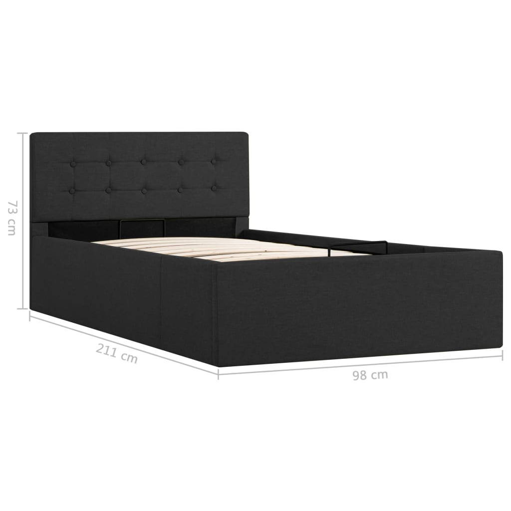 Cama hidráulica arrumação 90x200cm tecido cinza-escuro