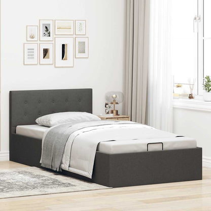 Cama hidráulica c/ arrumação 100x200cm tecido cinza-escuro