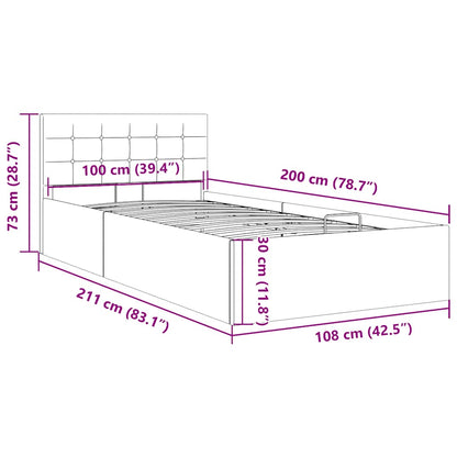 Cama hidráulica c/ arrumação 100x200cm tecido cinza-escuro