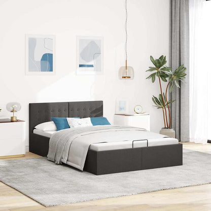 Cama hidráulica c/ arrumação 120x200cm tecido cinza-escuro