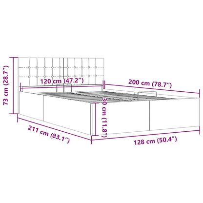 Cama hidráulica c/ arrumação 120x200cm tecido cinza-escuro