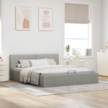 Estrutura de cama hidráulica 180x200 cm tecido cinzento-claro