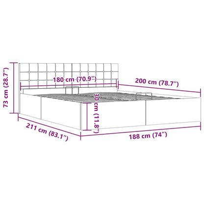 Estrutura de cama hidráulica 180x200 cm tecido cinzento-claro