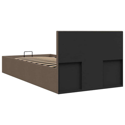 Cama Hidráulica Karen com Arrumação - 90x200cm - Em Tecido Cinza-Acastanhado