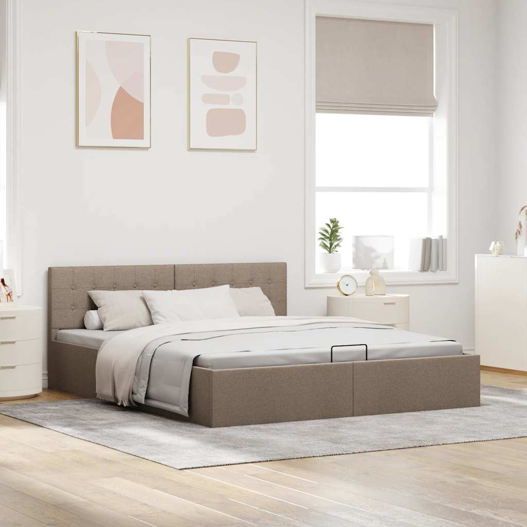 Cama hidráulica c/ arrumação 180x200cm tecido cinza-acastanhado