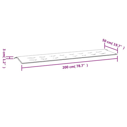 Almofadão p/ banco de jardim 200x50x3 cm tecido cinza