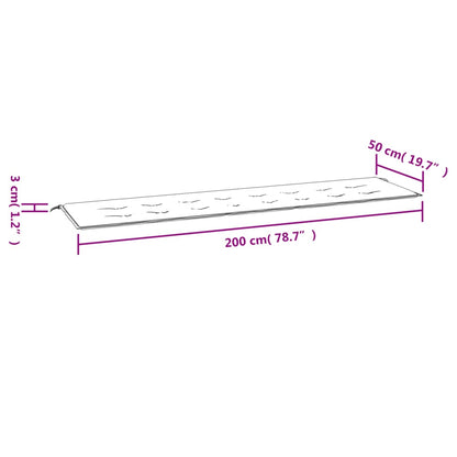 Almofadão p/ banco de jardim 200x50x3 cm tecido oxford creme