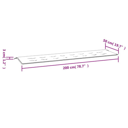 Almofadão p/ banco jardim 200x50x3 cm tecido oxford antracite