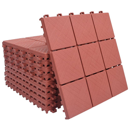 Ladrilhos de terraço 10 pcs 30,5x30,5 cm plástico vermelho