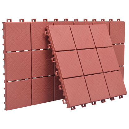 Ladrilhos de terraço 10 pcs 30,5x30,5 cm plástico vermelho