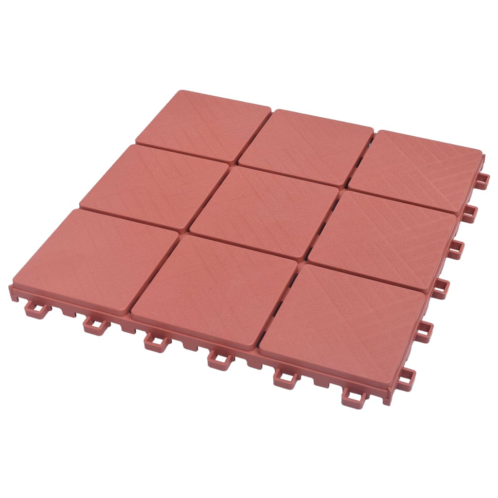 Ladrilhos de terraço 10 pcs 30,5x30,5 cm plástico vermelho